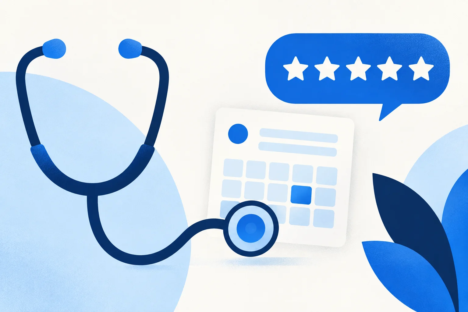 Ilustração editorial do artigo "Como conseguir avaliações para seu consultório médico"